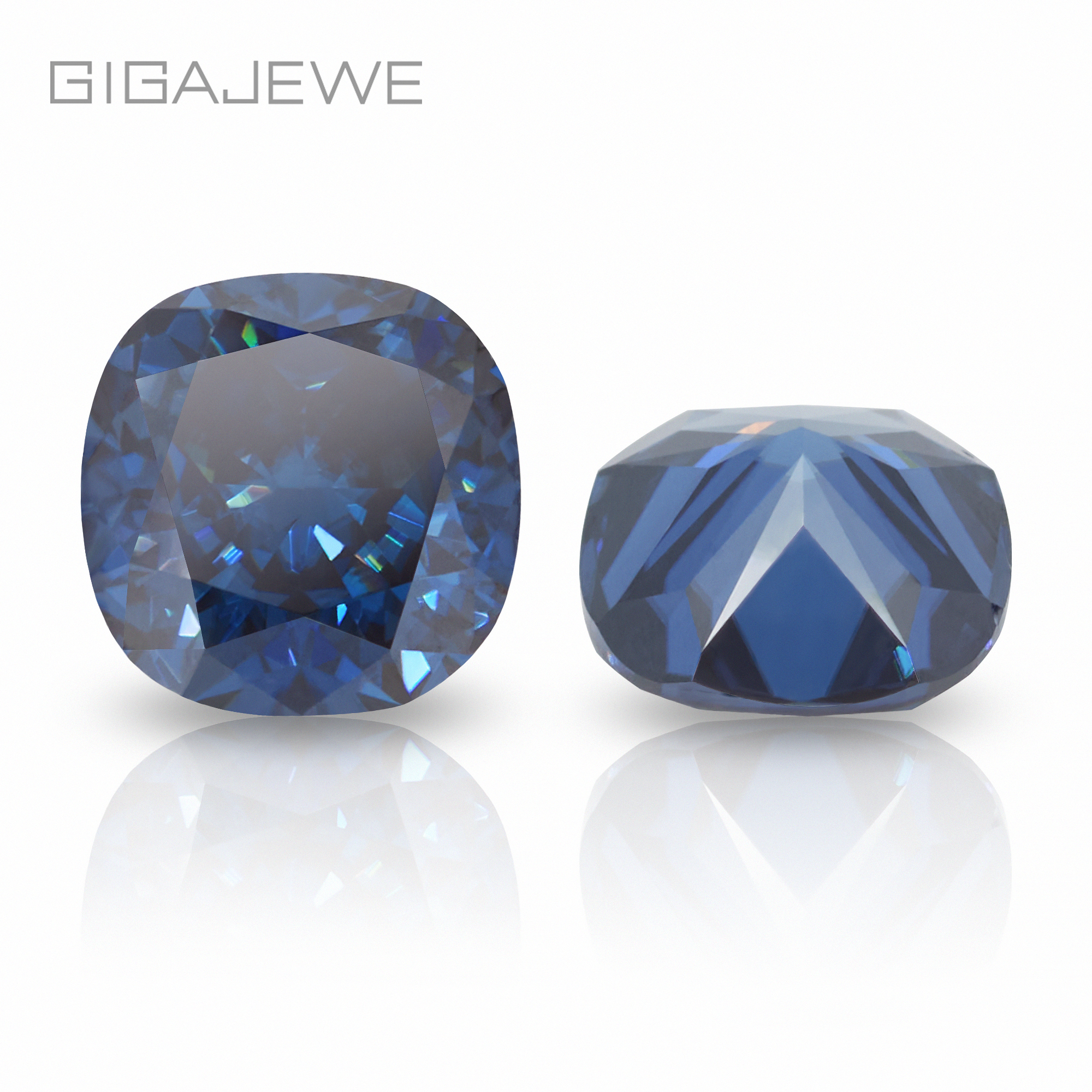GIGAJEWE定制坐垫深蓝色VVS1天然生长莫桑石裸钻测试通过宝石首饰制作