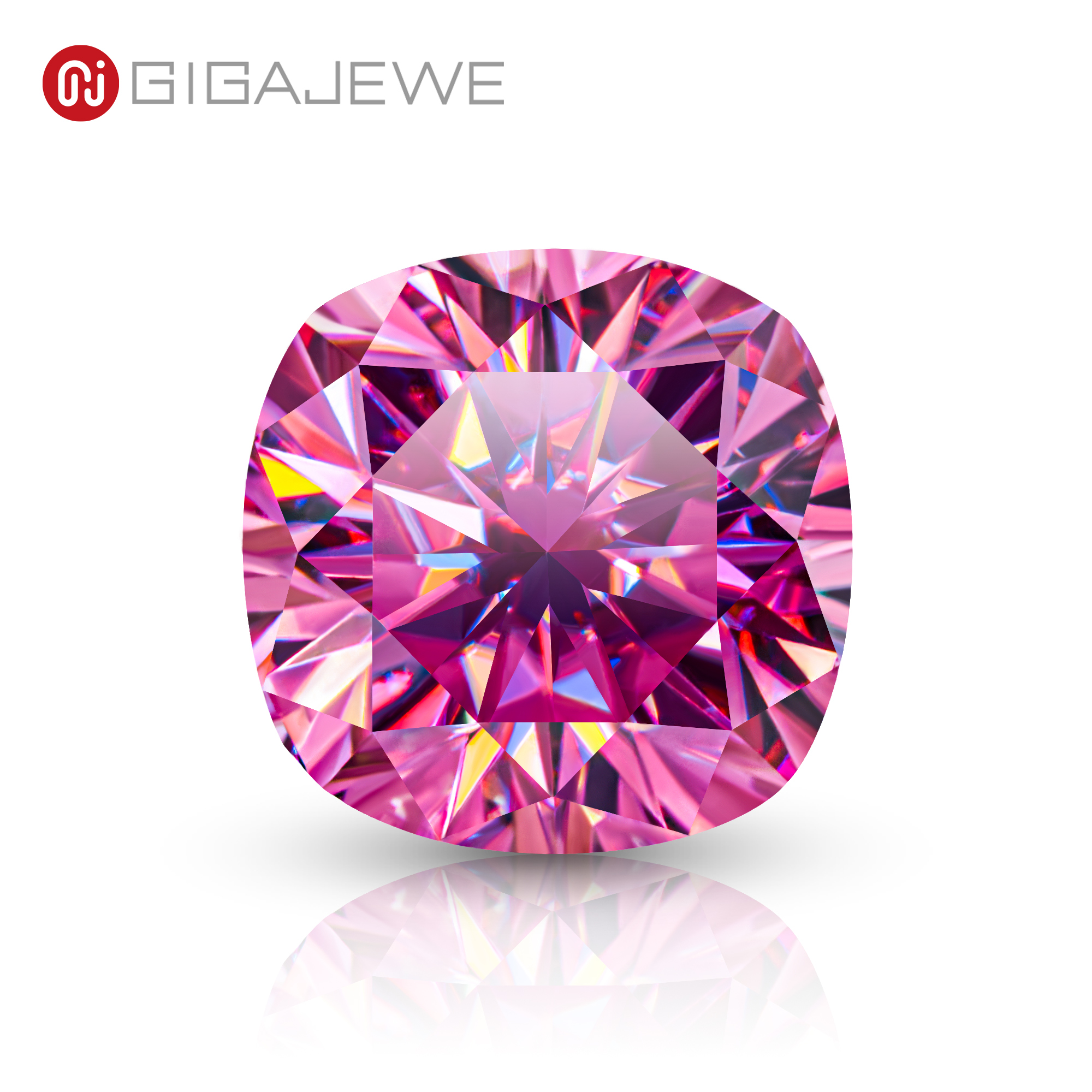 GIGAJEWE 莫桑石手切垫 红色 粉色 VVS1 优质宝石 裸钻测试通过 宝石用于珠宝制作