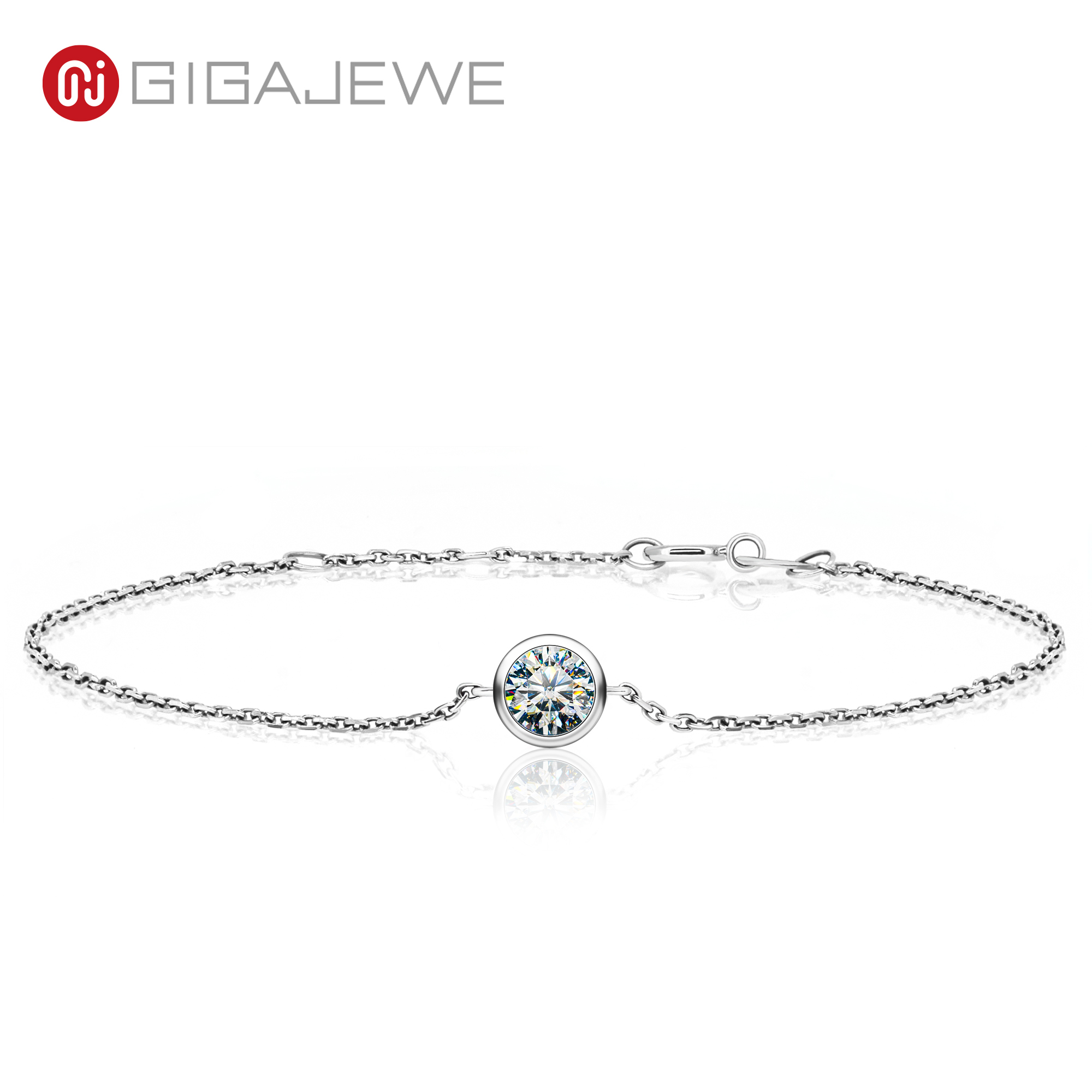 GIGAJEWE 莫桑钻总0.5克拉18K金钻石测试通过珠宝女士女孩礼物