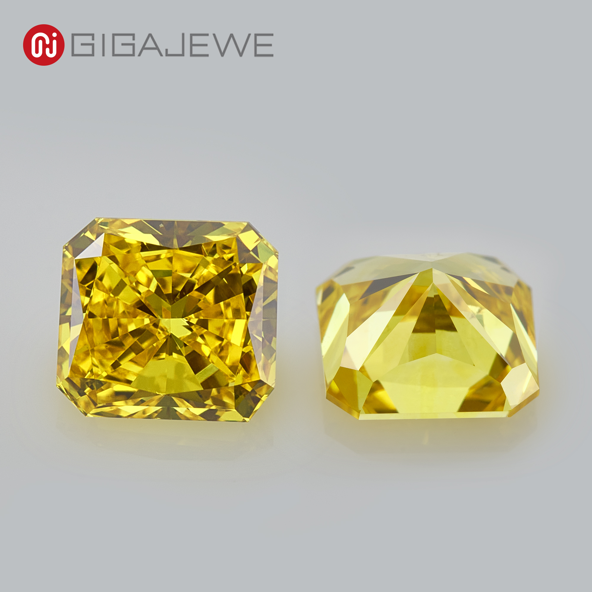 GIGAJEWE 1.417 克拉裸钻 HPHT 黄色抛光钻石实验室培育 Radiant 明亮式切割